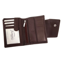 Verticale Portemonnee van Bruine Rundleer met muntvak en kaarthouders