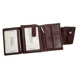 Verticale Portemonnee van Bruine Rundleer met muntvak en kaarthouders