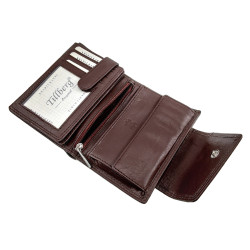 Verticale Portemonnee van Bruine Rundleer met muntvak en kaarthouders