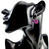 ∅14mm - RVS Oorbellen Fuchsia Gefacetteerde Kristallen Bloemhanger