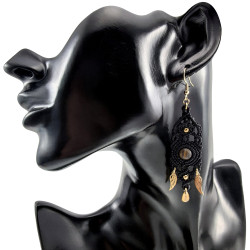 Verguld RVS Micro-Macramé Oorbellen met Tijgeroog - Engelenvleugels