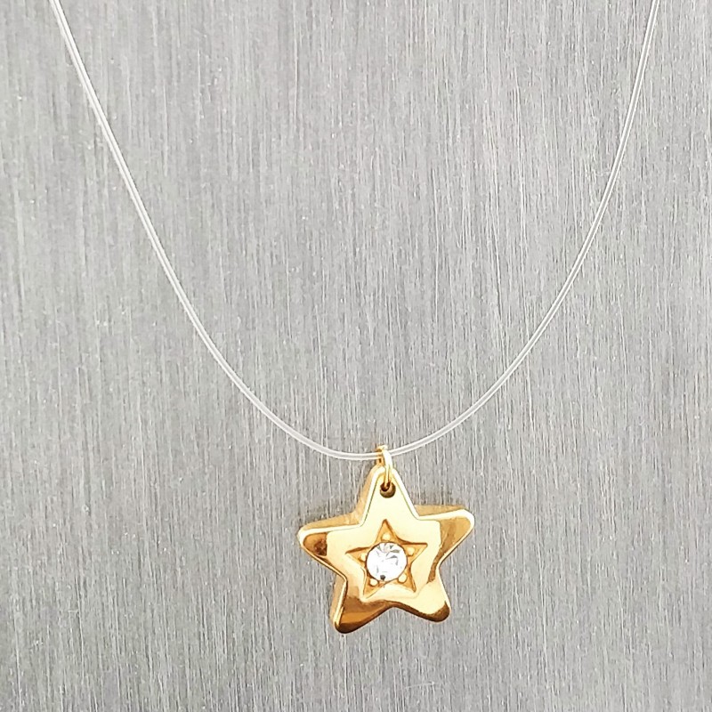 Transparante Ketting met RVS Ster Hanger