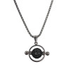 Unisex - RVS Opengewerkte Hanger met  Antraciet Kraal - Griekse Desing