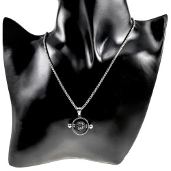 Unisex - RVS Opengewerkte Hanger met  Antraciet Kraal - Griekse Desing