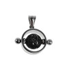 Unisex - RVS Opengewerkte Hanger met  Antraciet Kraal - Griekse Desing