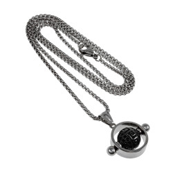 Jasseron-Ketting + Opengewerkte Hanger met  Antraciet Griekse Kraal