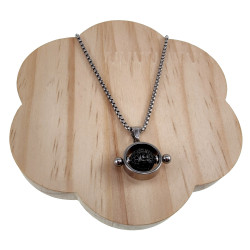 Jasseron-Ketting + Opengewerkte Hanger met  Antraciet Griekse Kraal