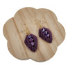 Verguld RVS - Paarse Micro-Macramé Blad Oorbellen met Drakenaderagaat