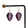 Verguld RVS - Paarse Micro-Macramé Blad Oorbellen met Drakenaderagaat