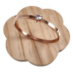 Dames - Roségoud RVS - Bangle Armband met Hartvormige Zirkonia