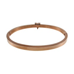 Dames - Roségoud RVS - Bangle Armband met Hartvormige Zirkonia