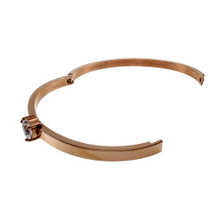 Dames - Roségoud RVS - Bangle Armband met Hartvormige Zirkonia