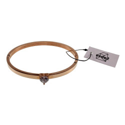 Dames - Roségoud RVS - Bangle Armband met Hartvormige Zirkonia