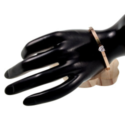 Dames - Roségoud RVS - Bangle Armband met Hartvormige Zirkonia