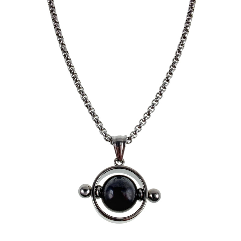 Jasseron-Ketting + Opengewerkte Hanger met  Magnetische Hematiet Steen