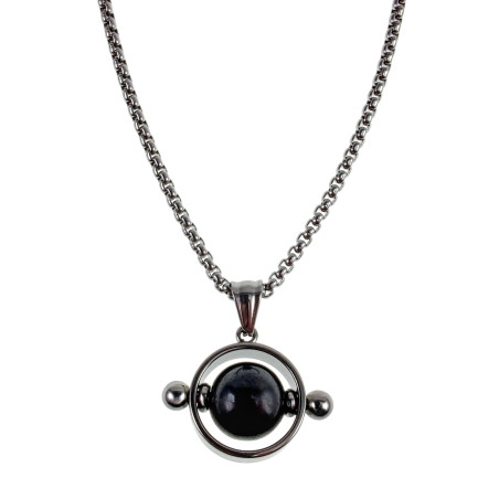 Jasseron-Ketting + Opengewerkte Hanger met  Magnetische Hematiet Steen