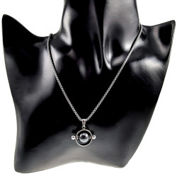 Jasseron-Ketting + Opengewerkte Hanger met  Magnetische Hematiet Steen