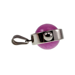 RVS Ronde Opengewerkte Hanger met Paarse Chalcedoon Steen Handgemaakt