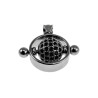 RVS Opengewerkte Hanger met Kraal Versierd Zwarte Micro-Pavé Zirkonia