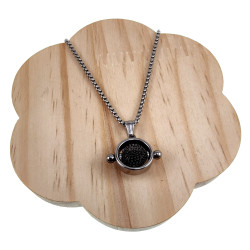 RVS Jasseron-Ketting + Hanger met Antracietzwarte Draaibare Kraal