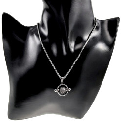 RVS Jasseron-Ketting + Hanger met Antracietzwarte Draaibare Kraal