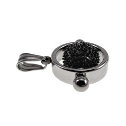 RVS Jasseron-Ketting + Hanger met Antracietzwarte Draaibare Kraal