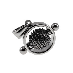 RVS Jasseron-Ketting + Hanger met Antracietzwarte Draaibare Kraal