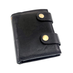 Heren - Zwarte Leren Herenportemonnee met Veel Vakken - Verticaal