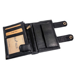 Heren - Zwarte Leren Herenportemonnee met Veel Vakken - Verticaal