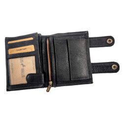 Heren - Zwarte Leren Herenportemonnee met Veel Vakken - Verticaal