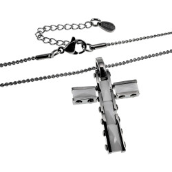 Dames Ketting met Witte keramische Kruis Hanger en RVS - esde2 Design