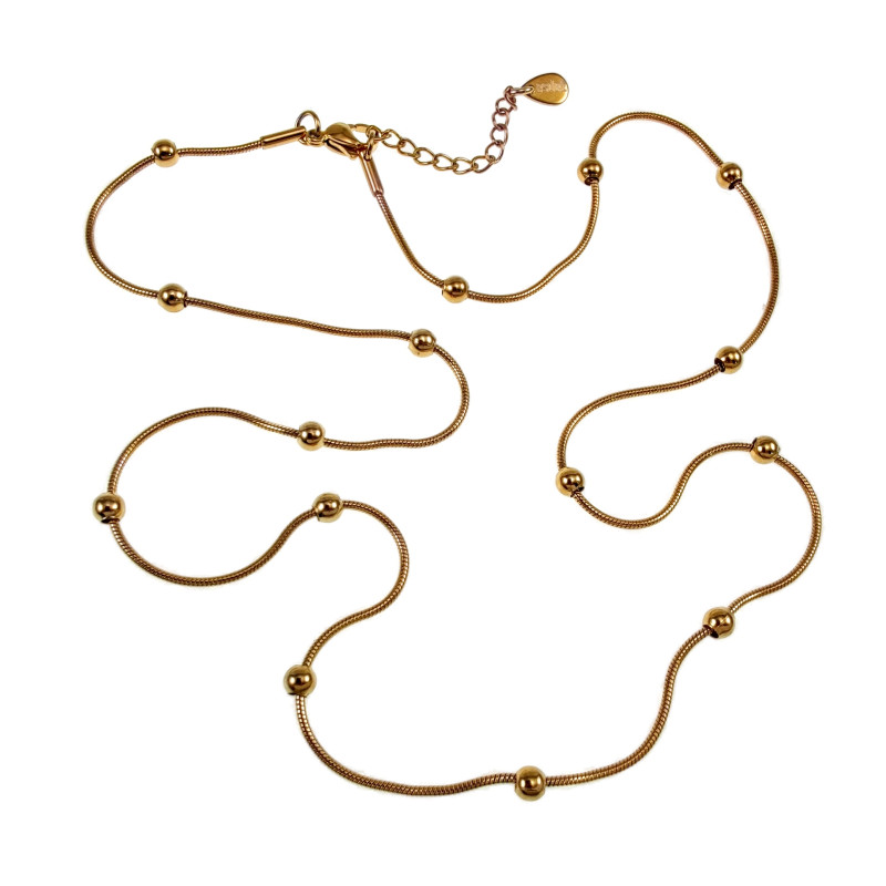 Dames Verguld RVS Ronde Ketting Bolletjesketting Verstelbaar 55-60cm