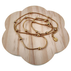Dames Verguld RVS Ronde Ketting Bolletjesketting Verstelbaar 55-60cm