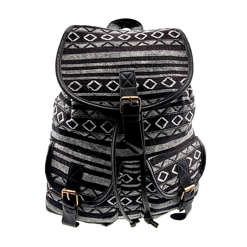 Vintage Rugzak Dames - Zwart-Wit Canvas Rugzak