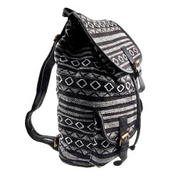 Vintage Rugzak Dames - Zwart-Wit Canvas Rugzak