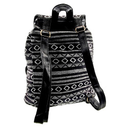 Vintage Rugzak Dames - Zwart-Wit Canvas Rugzak