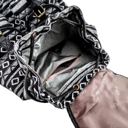 Vintage Rugzak Dames - Zwart-Wit Canvas Rugzak