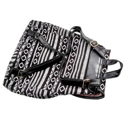 Vintage Rugzak Dames - Zwart-Wit Canvas Rugzak