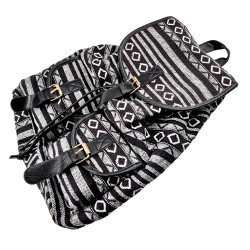 Vintage Rugzak Dames - Zwart-Wit Canvas Rugzak