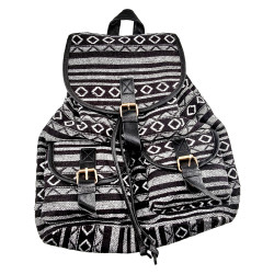 Vintage Rugzak Dames - Zwart-Wit Canvas Rugzak