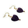 Verguld RVS Donkerpaarse Micro-Macramé Hart Oorbellen - Handgemaakt