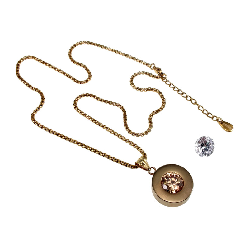 Verguld RVS Jasseron Ketting met Ronde Hanger - Dames - Schroefhanger