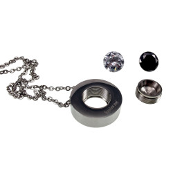 RVS -Kabelketting met Verwisselbare Zirkonia - Transparant en Zwart