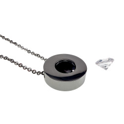 RVS -Kabelketting met Verwisselbare Zirkonia - Transparant en Zwart