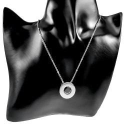 RVS -Kabelketting met Verwisselbare Zirkonia - Transparant en Zwart