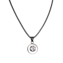 RVS Jasseron-Ketting met Verwisselbare Zirkonia - Transparant en Paar