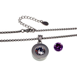 RVS Jasseron-Ketting met Verwisselbare Zirkonia - Transparant en Paar