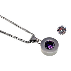 RVS Jasseron-Ketting met Verwisselbare Zirkonia - Transparant en Paar