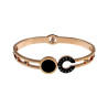 Roségoud RVS Bangle met Zwarte Details, Romeinse Letters en Zirkonia