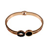 Roségoud RVS Bangle met Zwarte Details, Romeinse Letters en Zirkonia